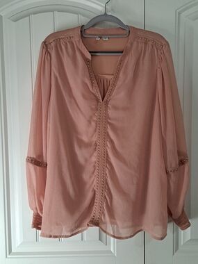 Cato Blush Pink Long-Sleeve Blouse
